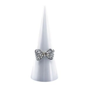 T+J Designs Adjustable Rhinestone Bow Ring Silver-Tone *NEW*